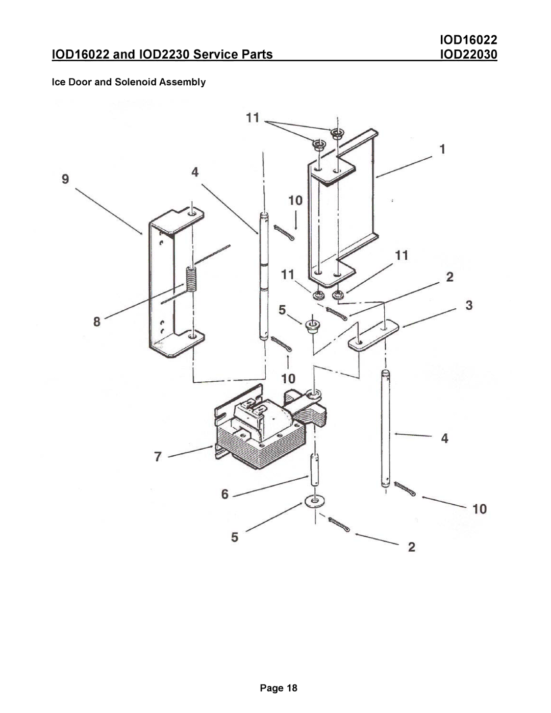 Ice-O-Matic IOD22030, IOD16022 manual Ice Door and Solenoid Assembly 