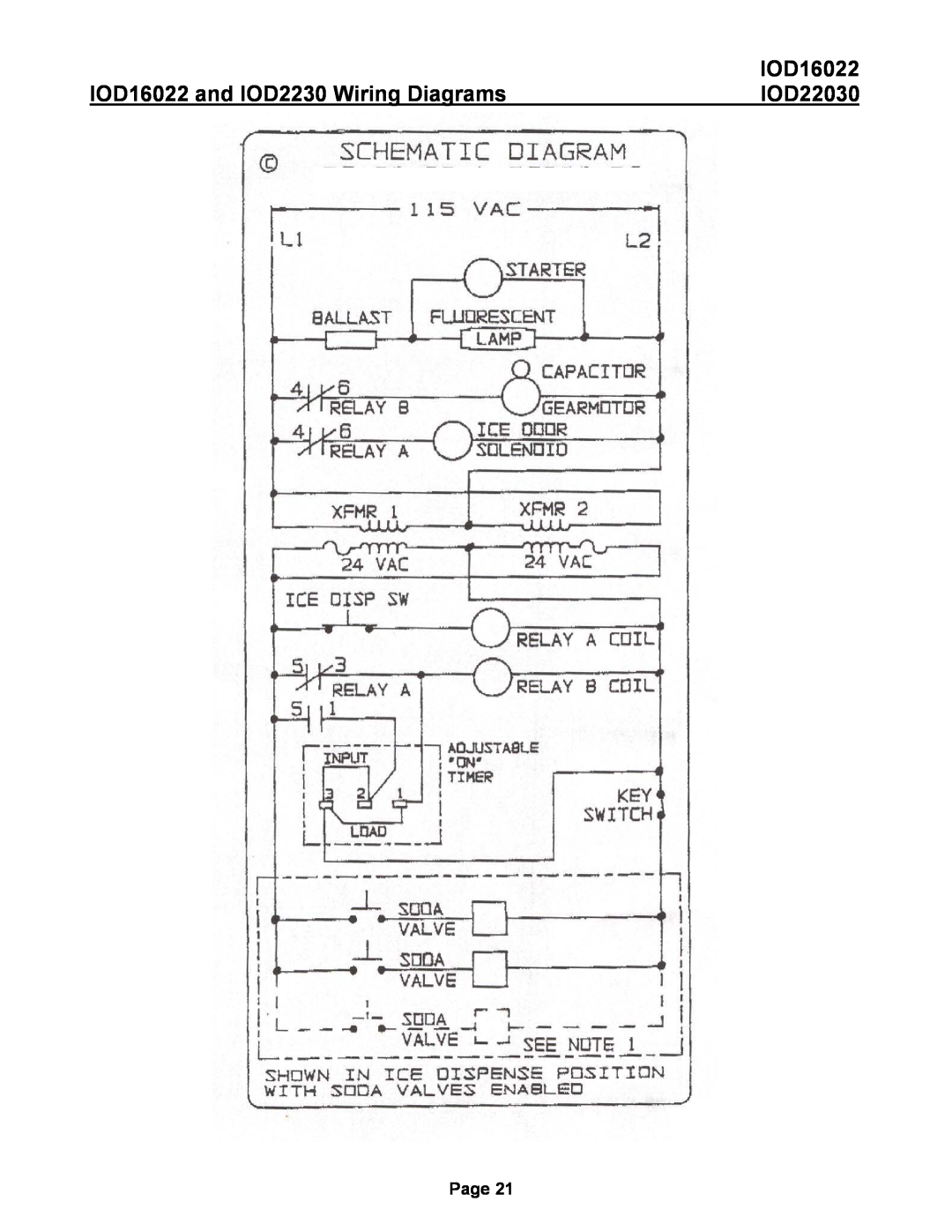 Ice-O-Matic manual IOD16022 and IOD2230 Wiring Diagrams, IOD22030, Page 