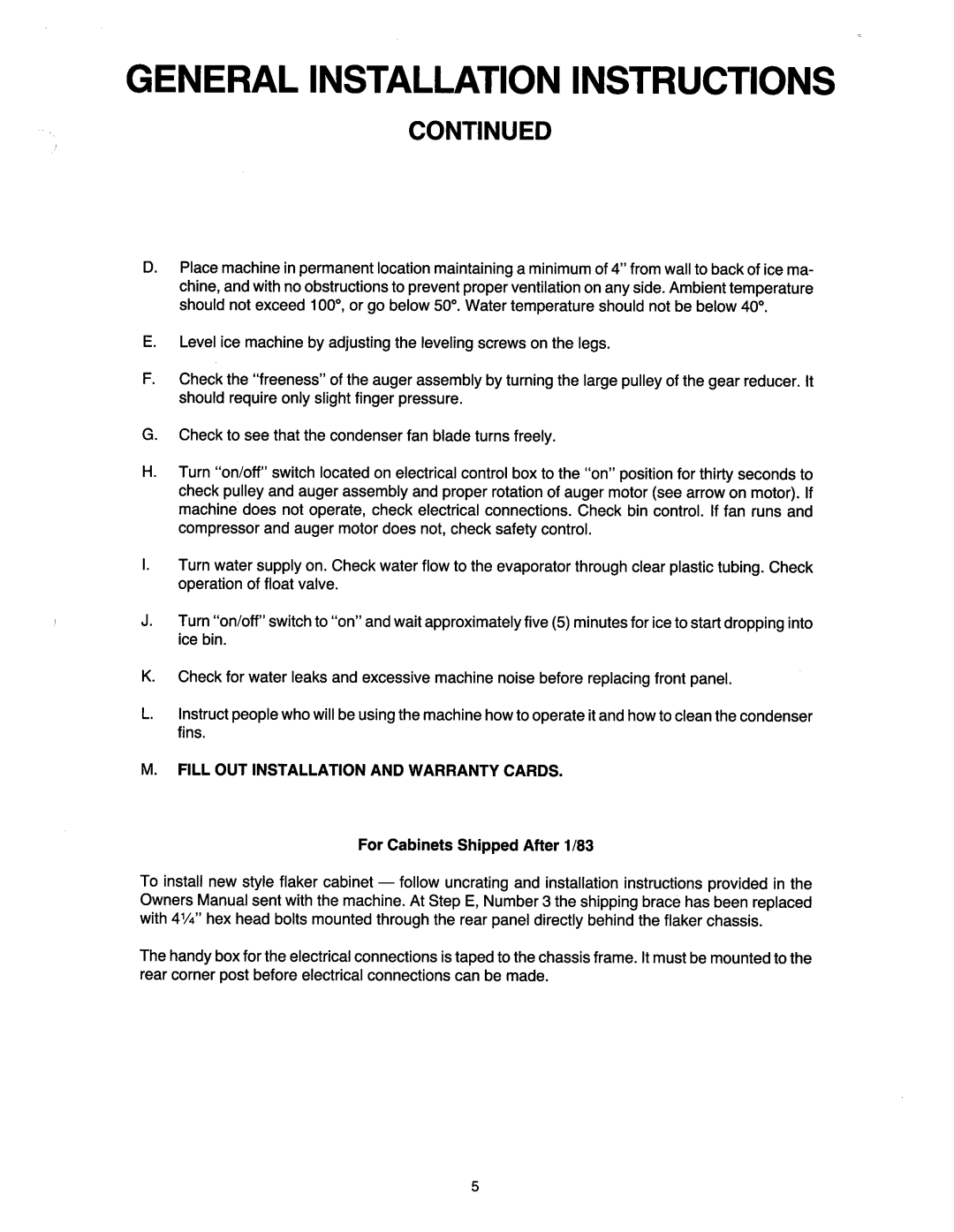 Ice-O-Matic MF2005 manual 