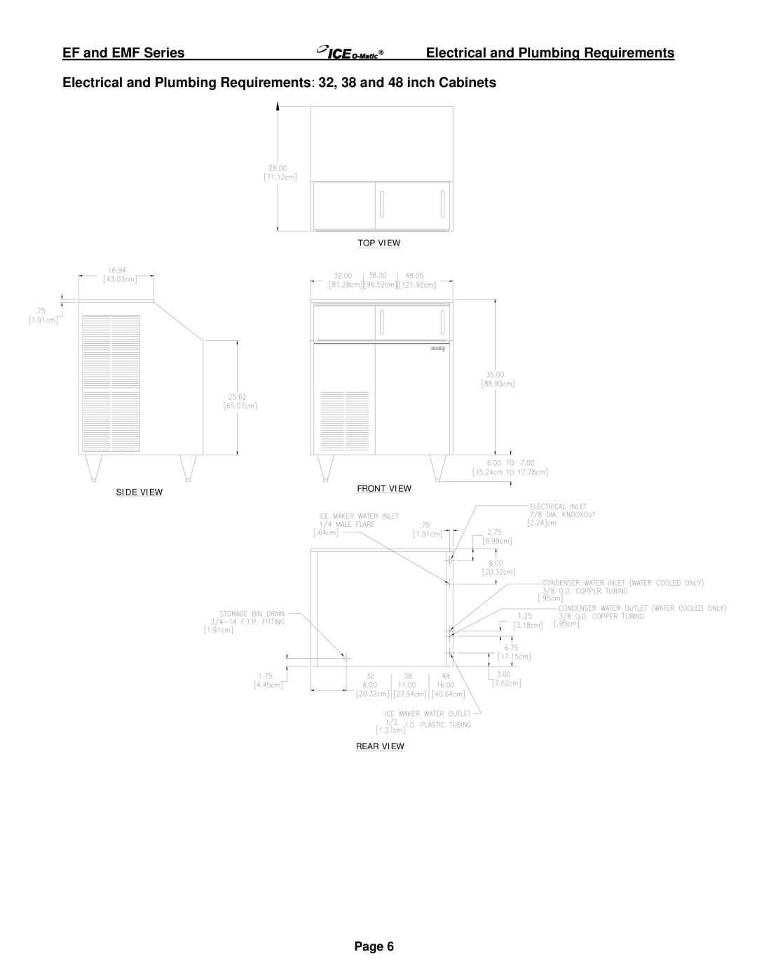 Ice-O-Matic Series 250 through 2306 manual Electrical and Plumbing Requirements 