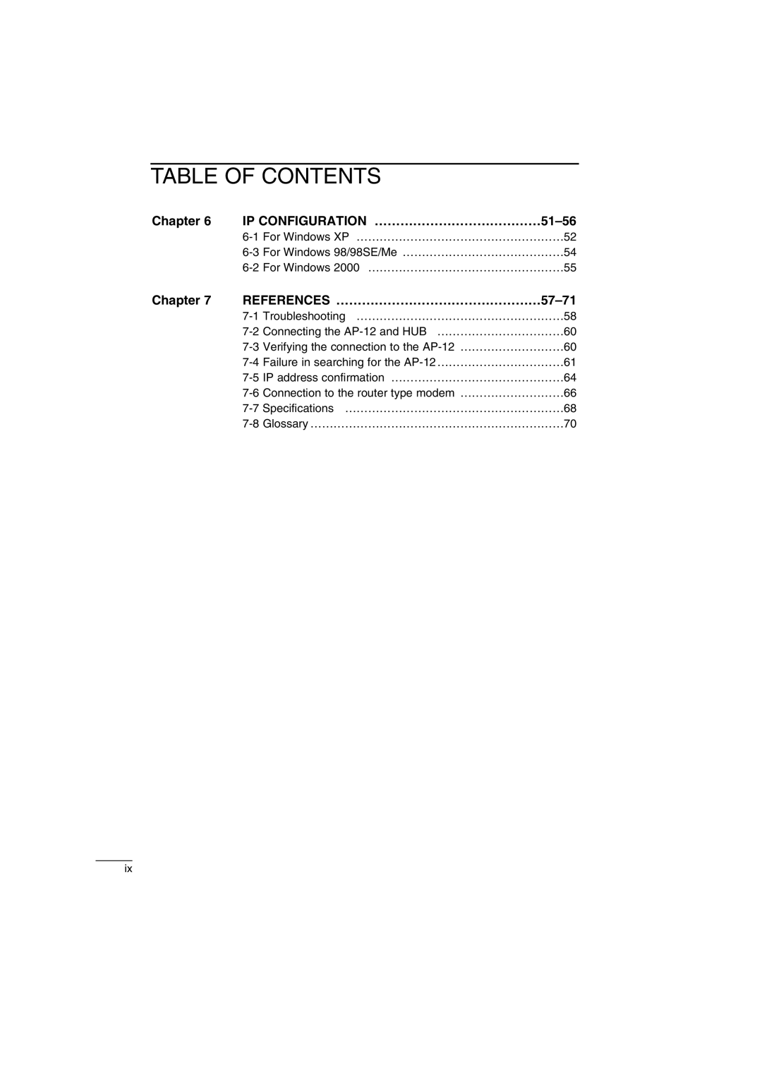 Icom AP-12 instruction manual IP Configuration …………………………………51-56 