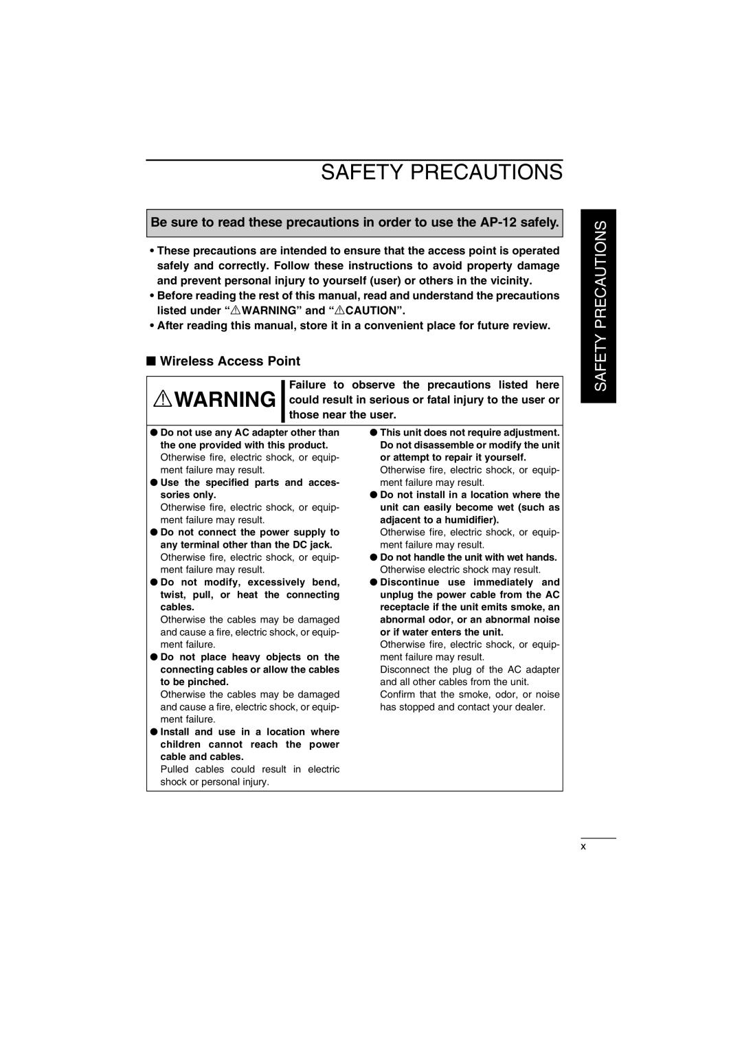 Icom AP-12 instruction manual Safety Precautions 