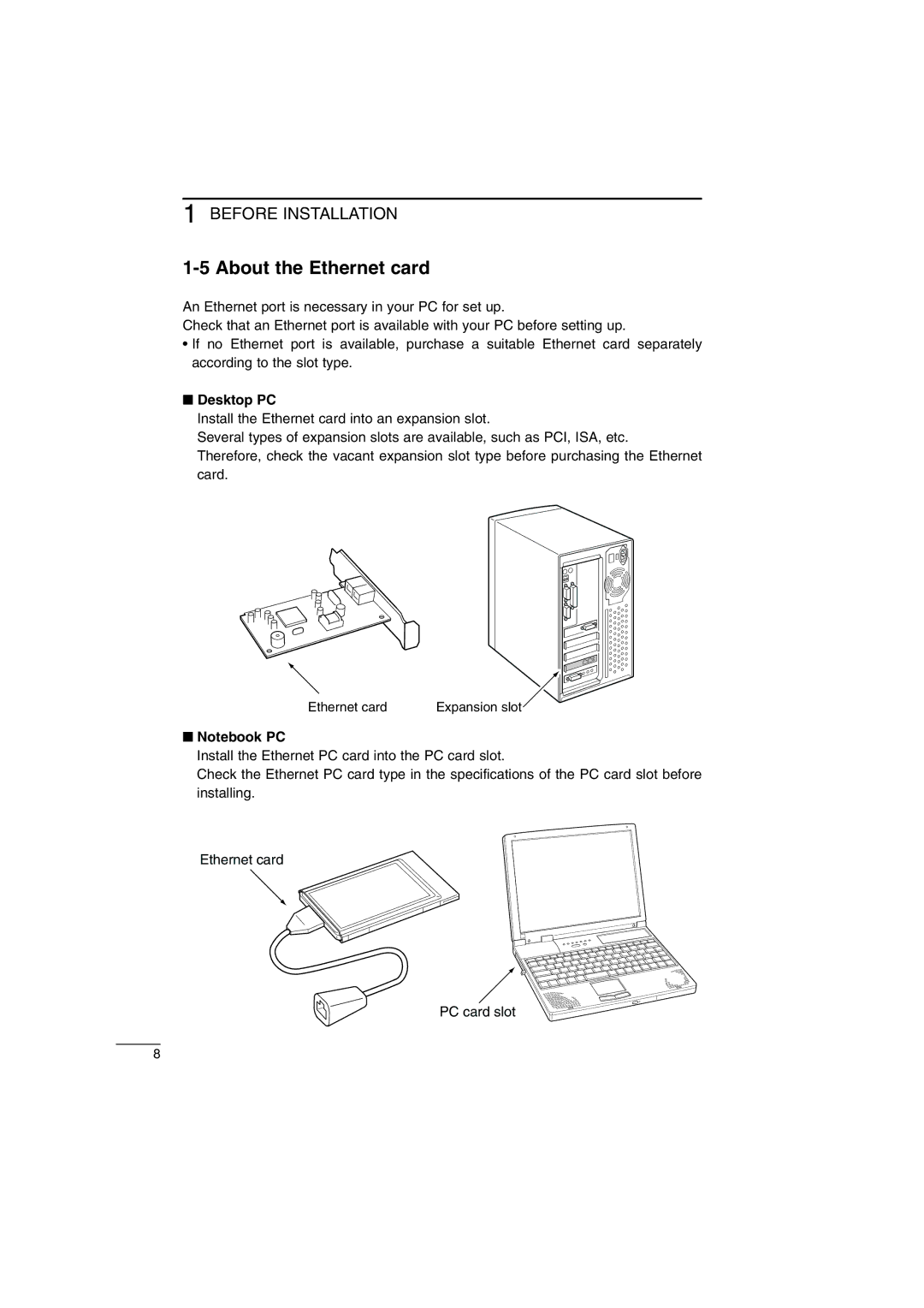 Icom AP-12 instruction manual About the Ethernet card, Desktop PC 