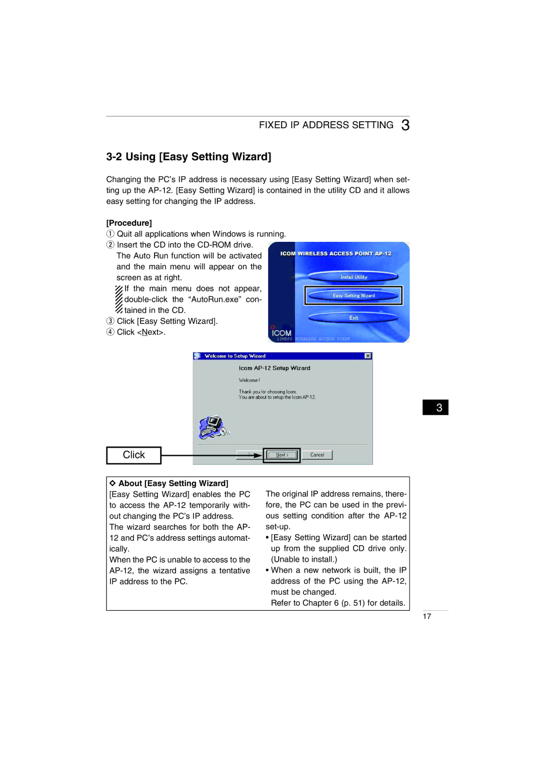 Icom AP-12 instruction manual Using Easy Setting Wizard 