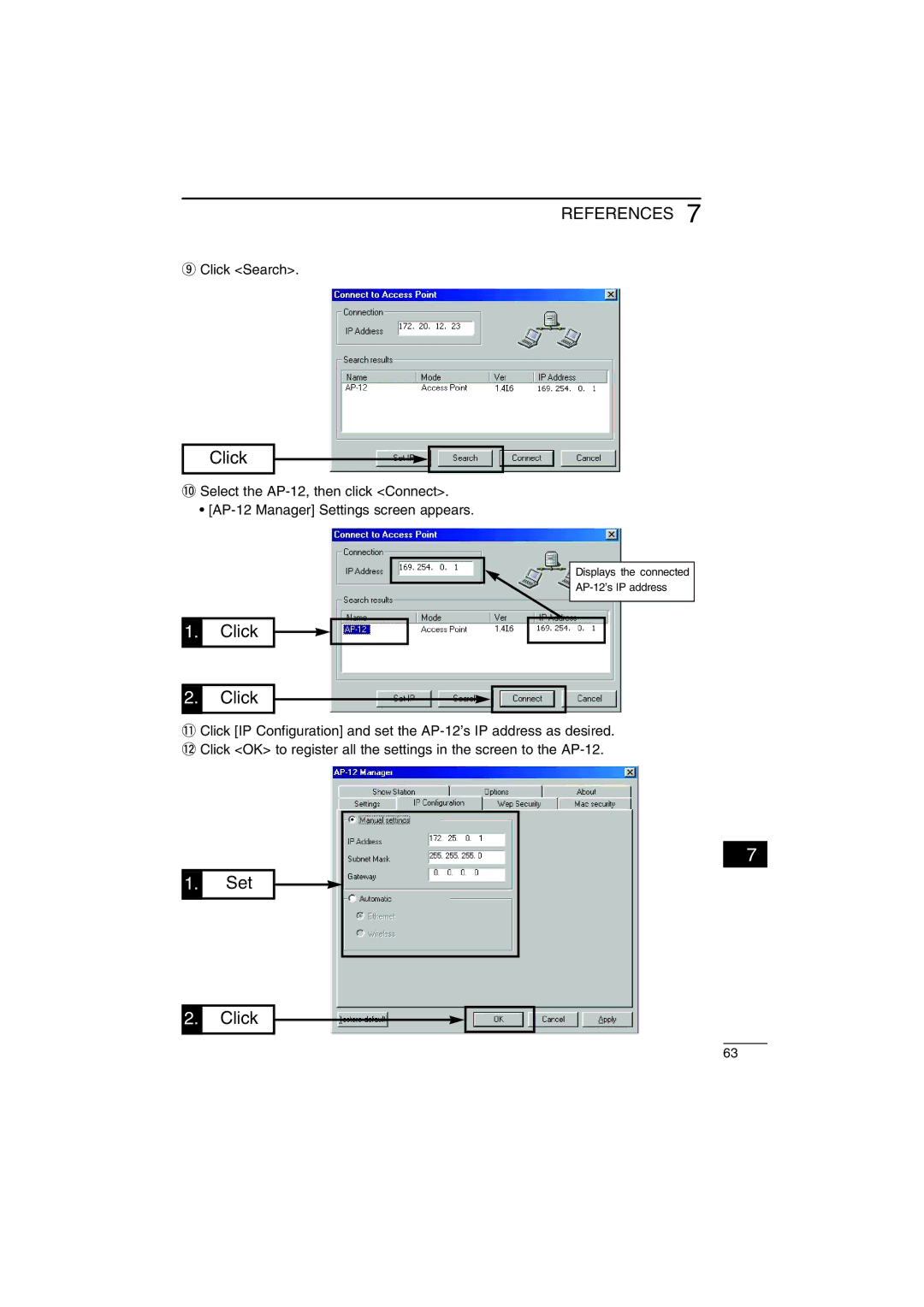 Icom AP-12 instruction manual Set Click 