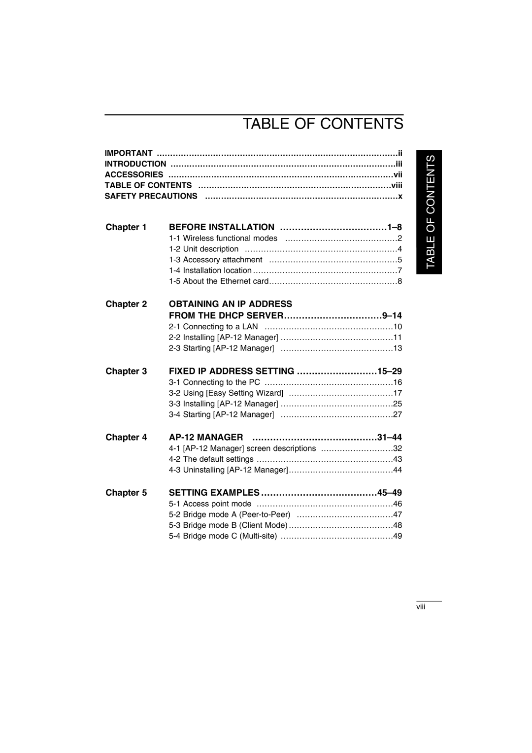 Icom AP-12 instruction manual Table of Contents 