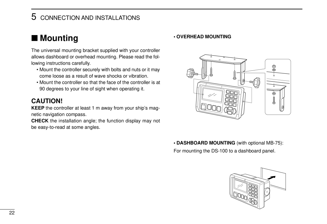 Icom DS-100 instruction manual Overhead Mounting 