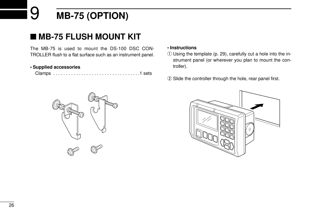 Icom DS-100 instruction manual Supplied accessories, Instructions 