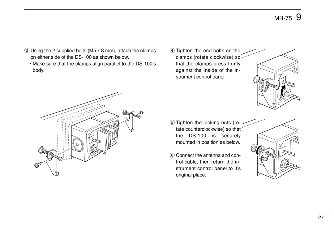 Icom DS-100 instruction manual MB-75 