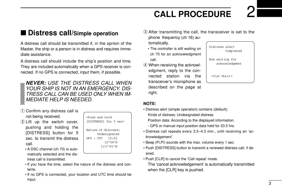 Icom DS-100 instruction manual Call Procedure 