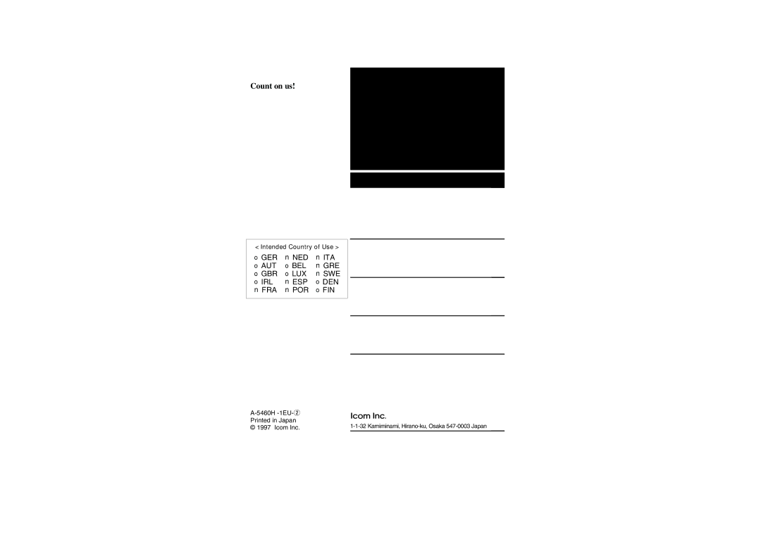 Icom IC-4008E instruction manual Count on us 