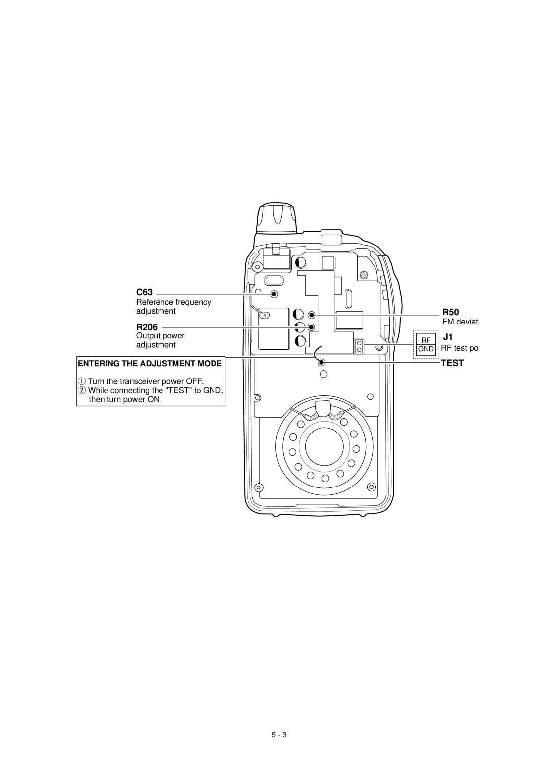 Icom IC-4008MKII service manual C63, R206, R50, Test 