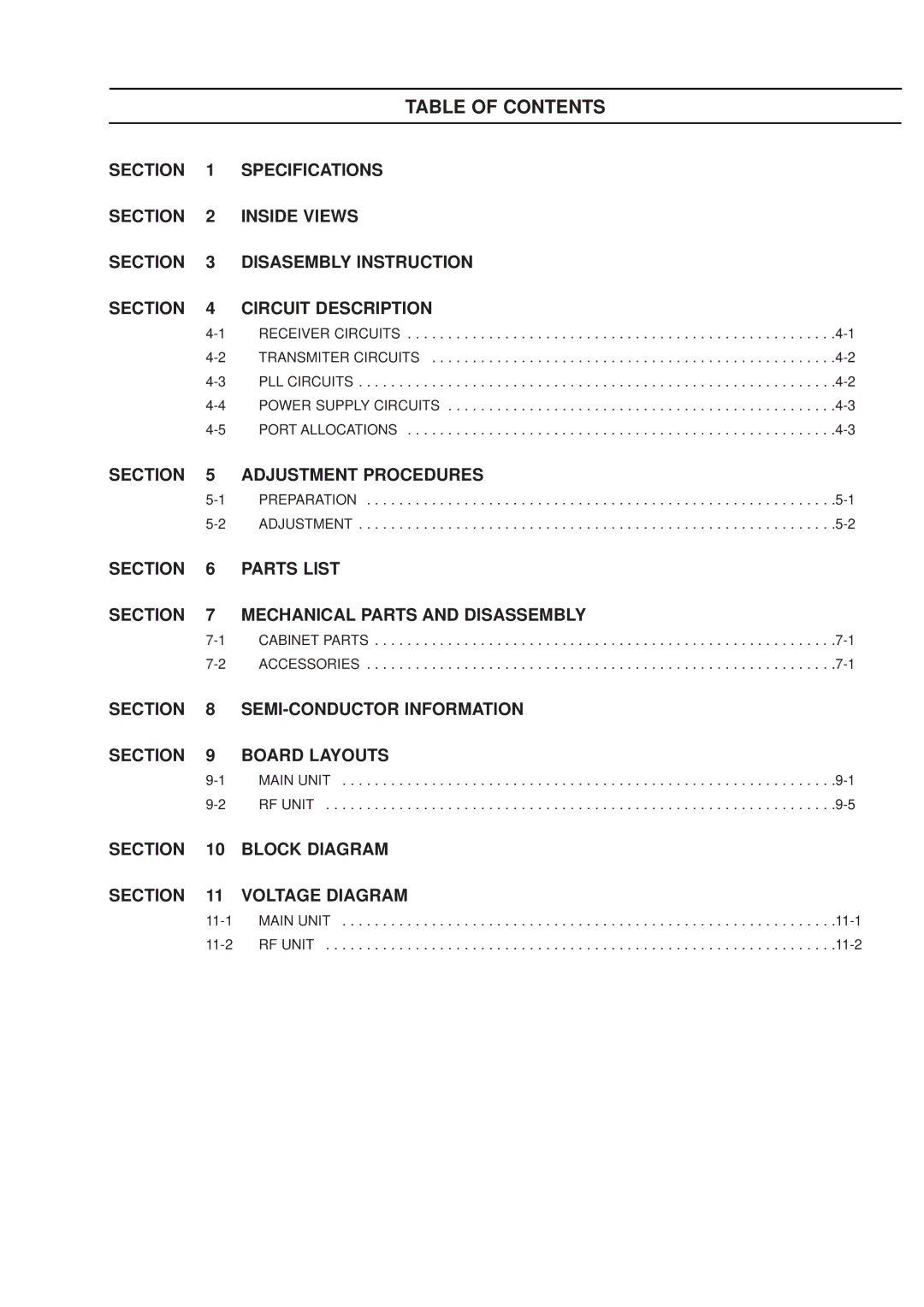 Icom IC-4008MKII service manual Table of Contents 