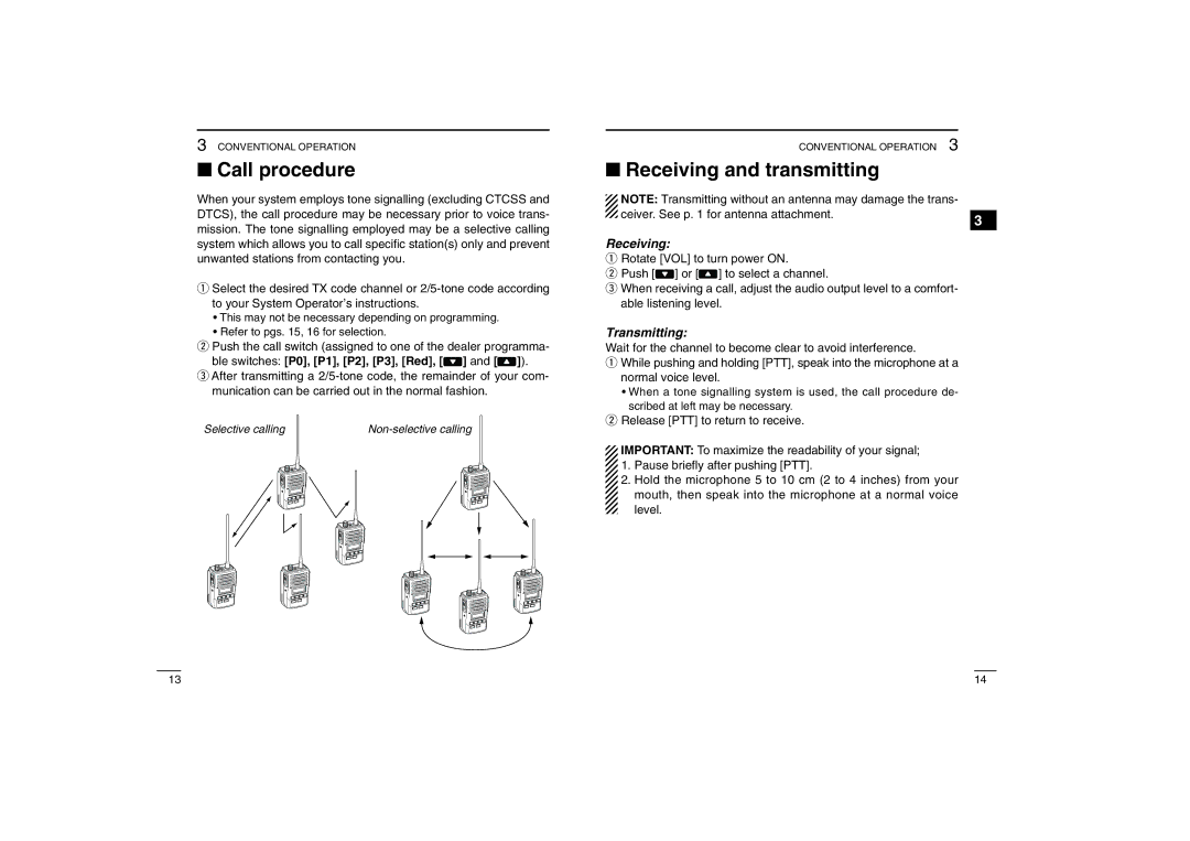 Icom IC-460, IC-450 instruction manual Call procedure, Receiving and transmitting 