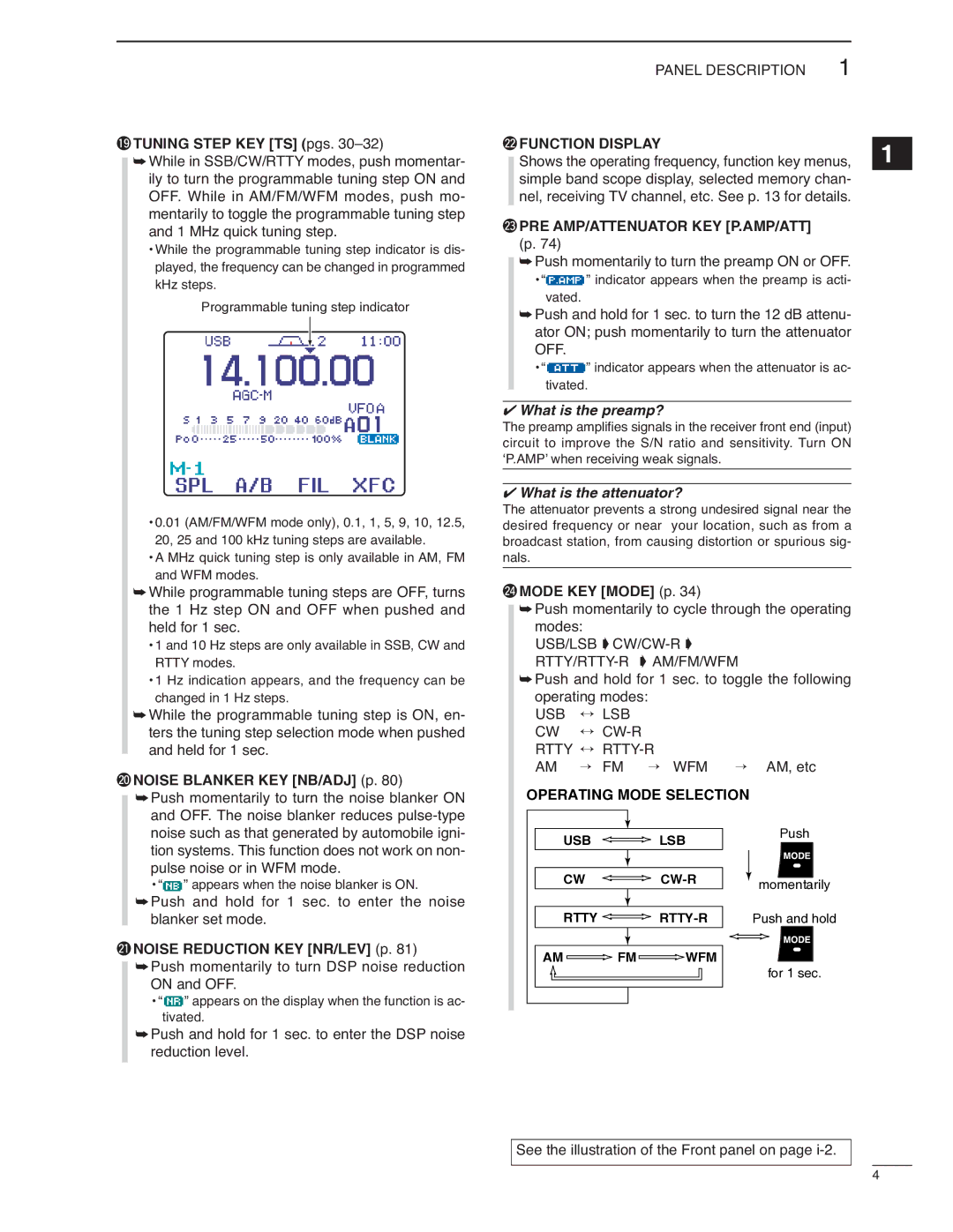 Icom IC-7000 instruction manual 9TUNING Step KEY TS pgs, @2FUNCTION Display 