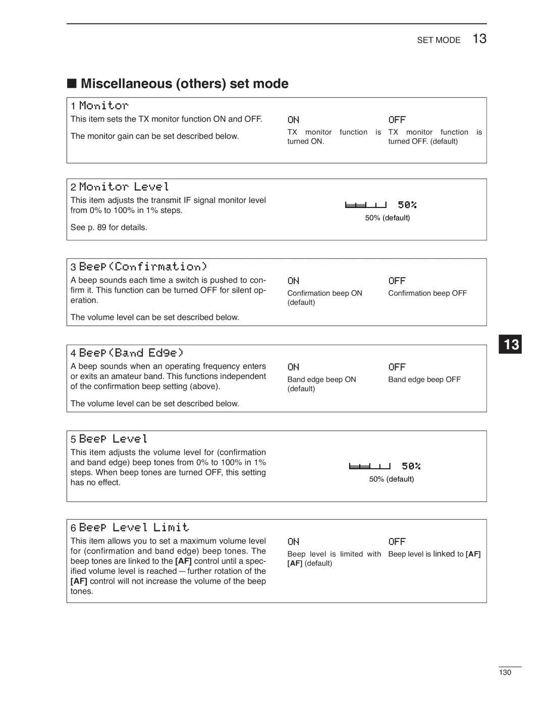 Icom IC-7000 instruction manual Miscellaneous others set mode 