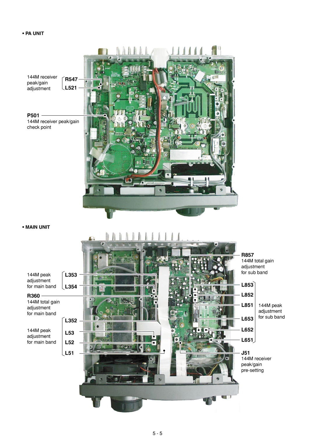 Icom IC-910H service manual R547, P501, L353, L354 R360, L352, L53 L52, L51 R857, L853 L852, L652 L651 J51 