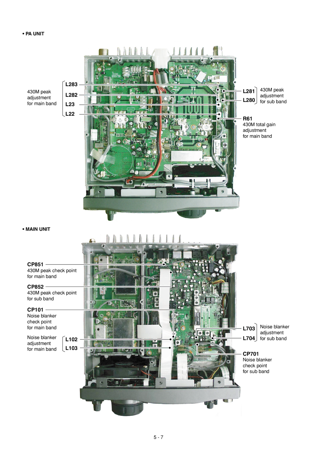 Icom IC-910H service manual L283, L22, CP851, CP852, CP101, L102, L281, L280, R61, CP701 