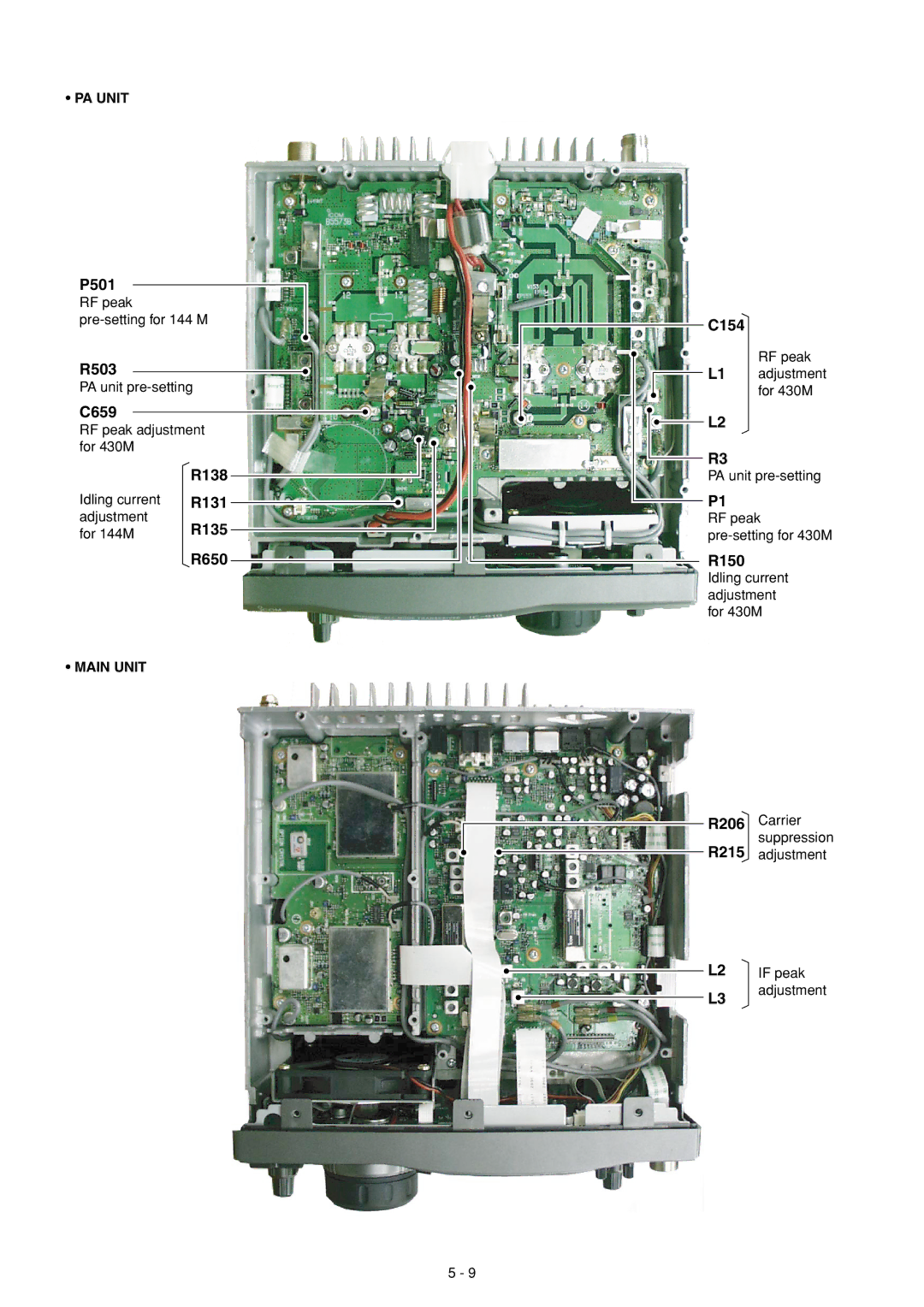 Icom IC-910H service manual R503, C659, R138, R131, R135, R650, C154, R150 