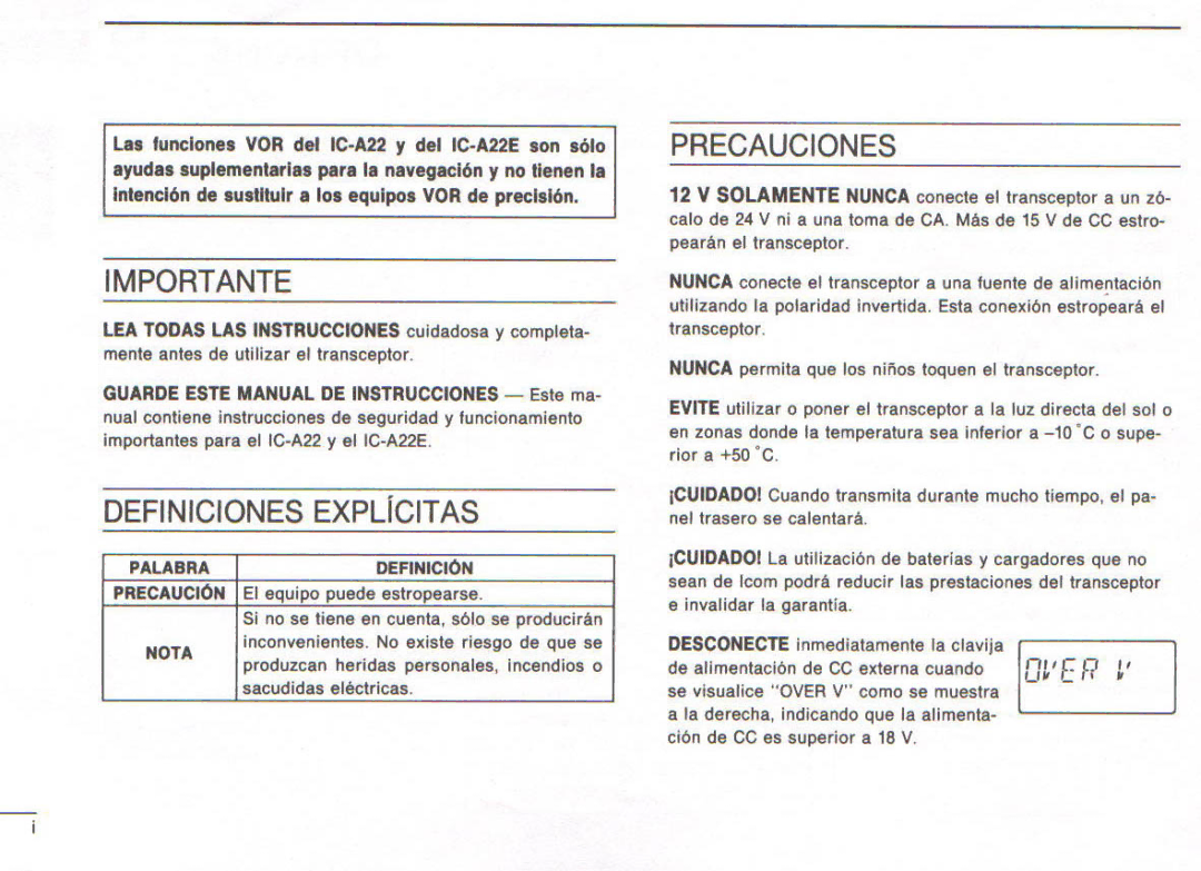 Icom IC-A22E manual 