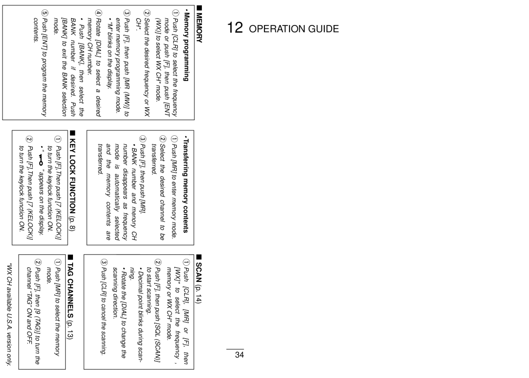 Icom IC-A5 instruction manual Operation Guide 