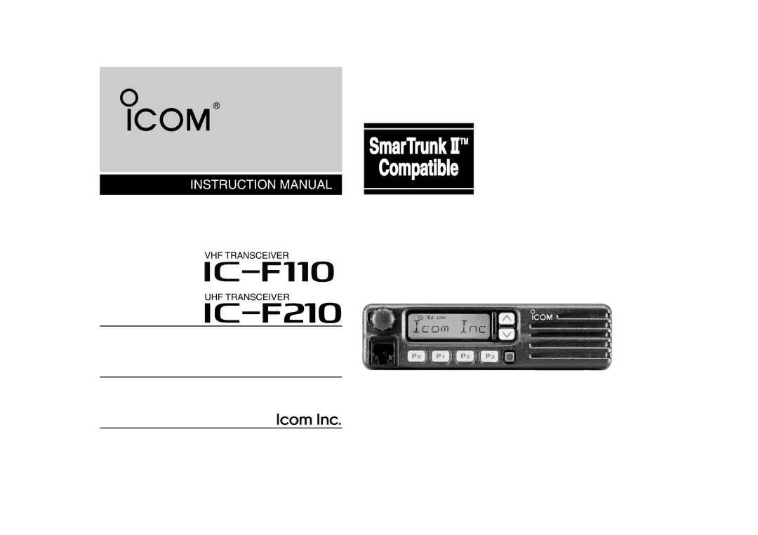 Icom IC-F110 instruction manual IF110 