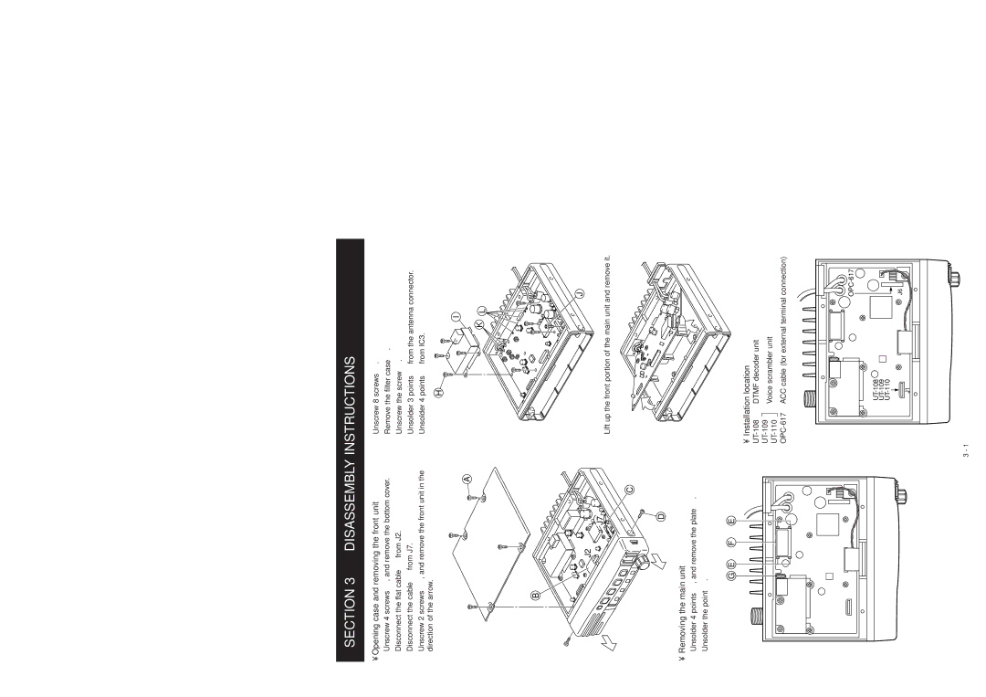 Icom IC F111S, IC F110S, IC F121S service manual Disassembly Instructions 