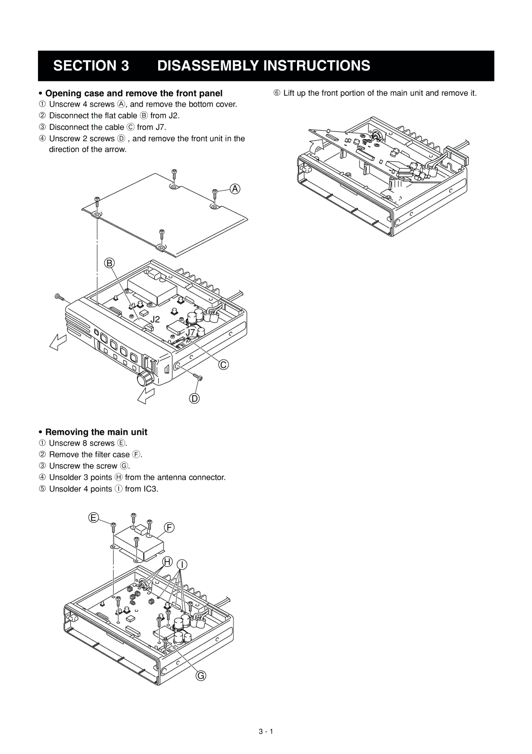 Icom IC F110S, IC F111S, IC F121S service manual Disassembly Instructions 