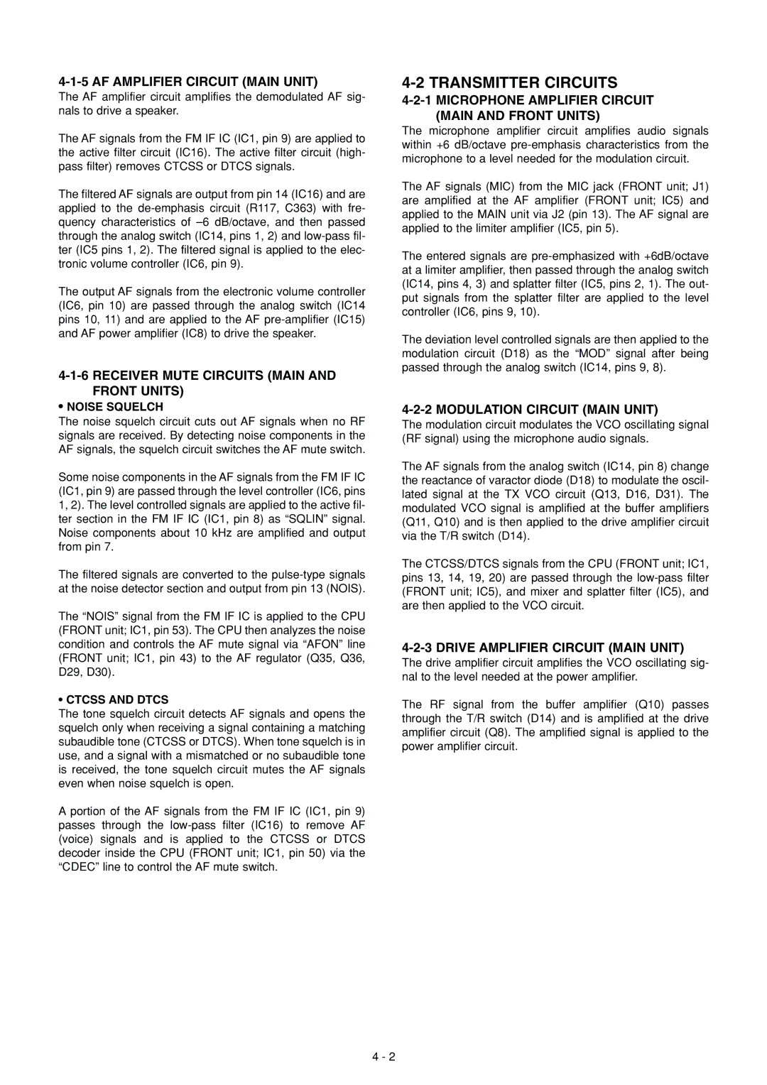 Icom IC F121S, IC F110S, IC F111S service manual Transmitter Circuits 