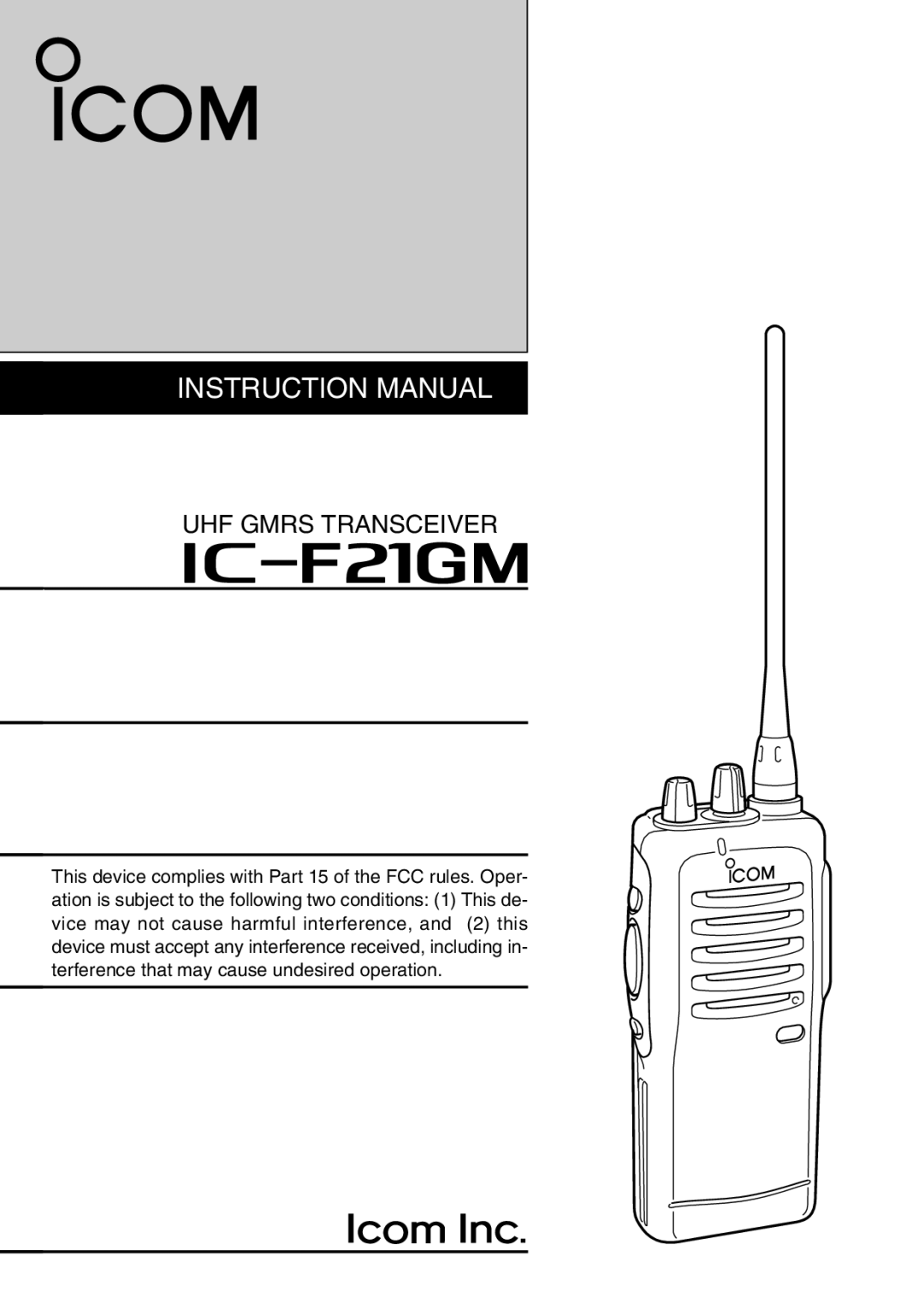 Icom IC-F21GM instruction manual IF21GM 