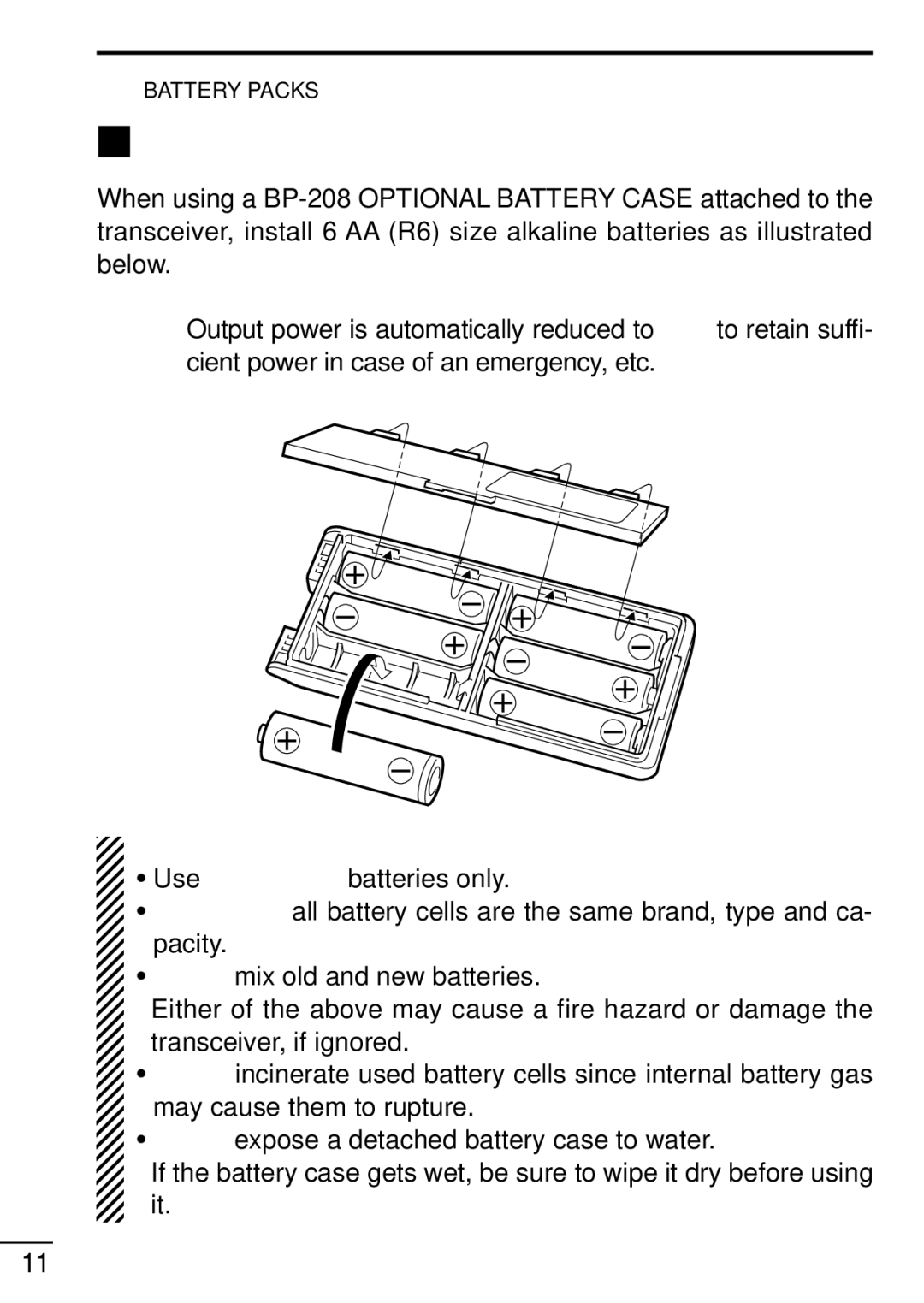 Icom IC-F21GM instruction manual ‘ Battery case Option 