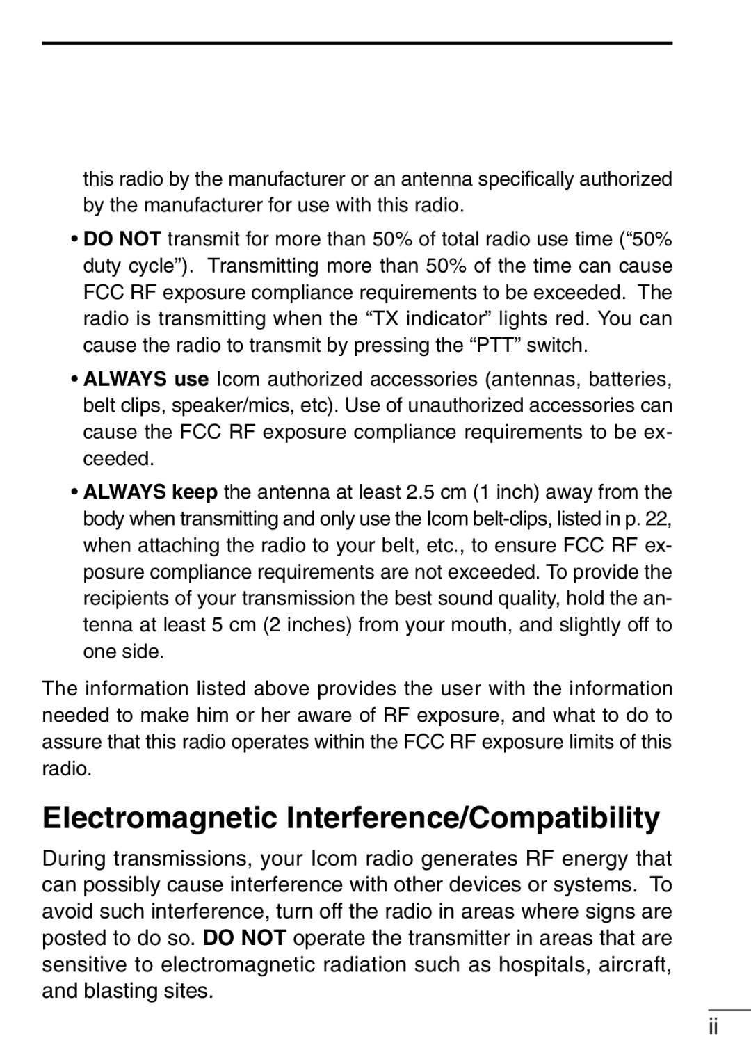 Icom IC-F21GM instruction manual Electromagnetic Interference/Compatibility 