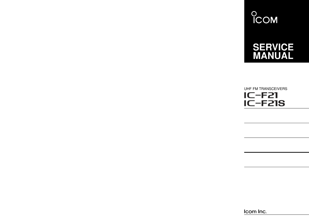 Icom IC-F21S service manual UHF FM Transceivers 