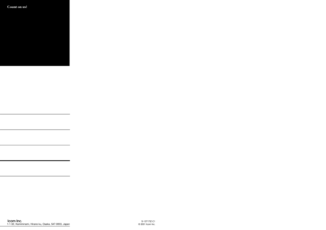 Icom IC-F21S service manual 32, Kamiminami, Hirano-ku, Osaka, 547-0003, Japan 