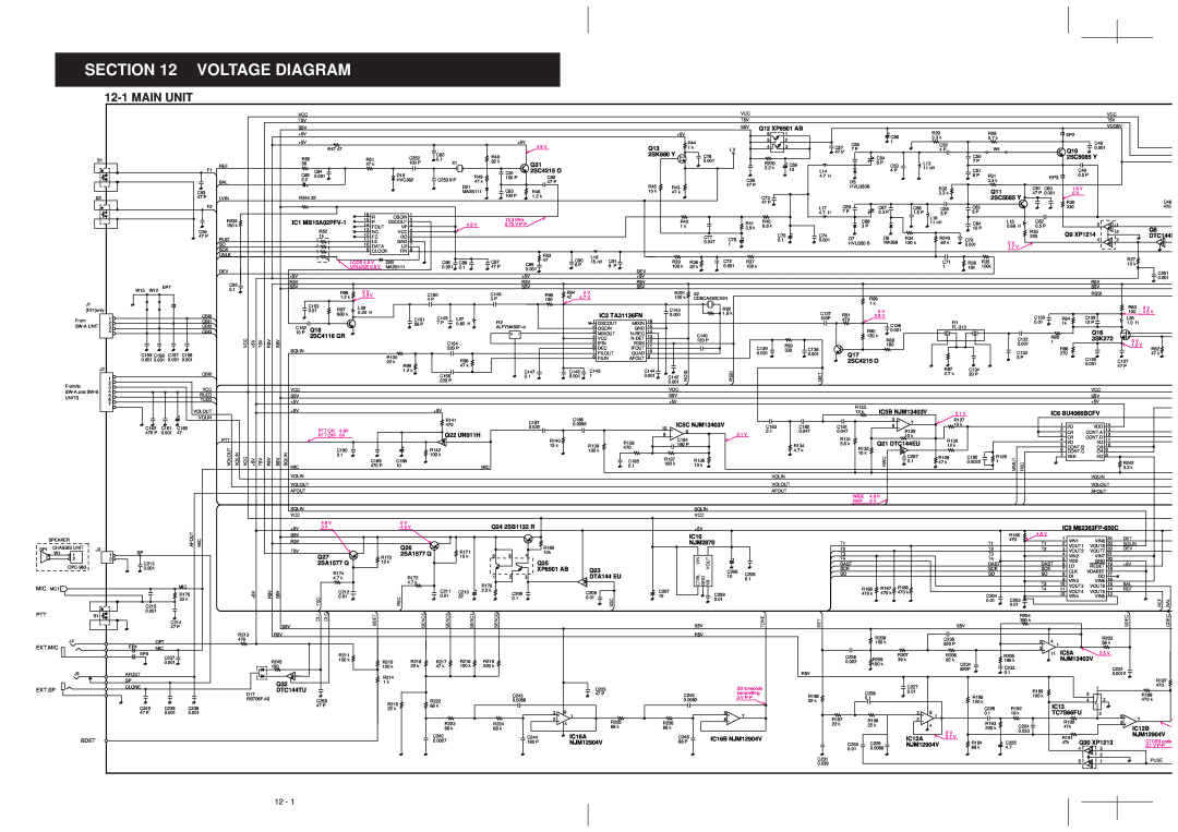 Icom IC-F21S service manual Voltage Diagram, Main Unit 