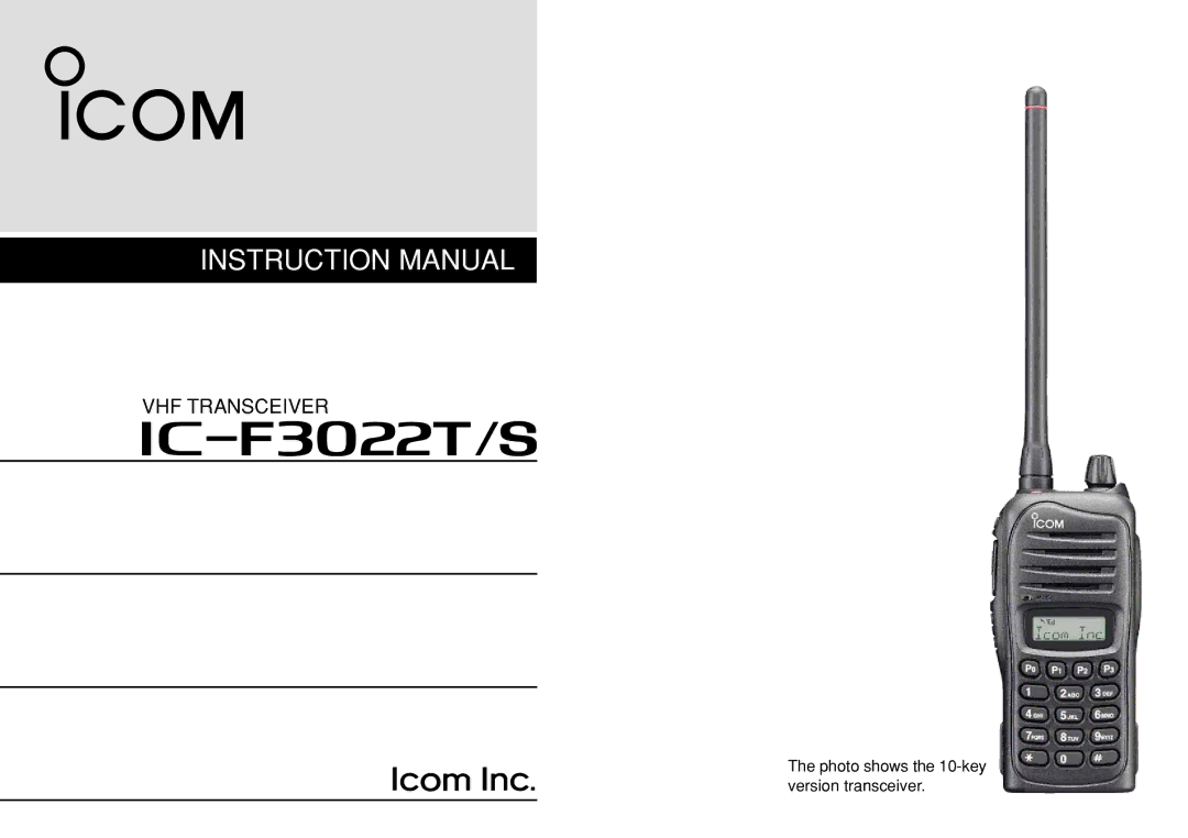 Icom IC-F3022T/S instruction manual IF3022T/S 