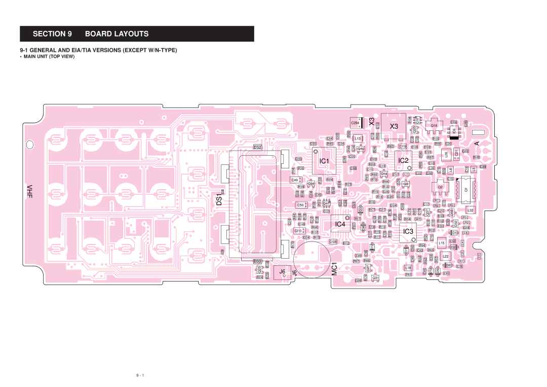 Icom IC-F3GS, IC-F3GT service manual Board Layouts, General and EIA/TIA Versions Except W/N-TYPE 