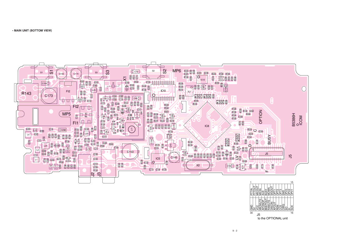 Icom IC-F3GT, IC-F3GS service manual MP6, Main Unit Bottom View 