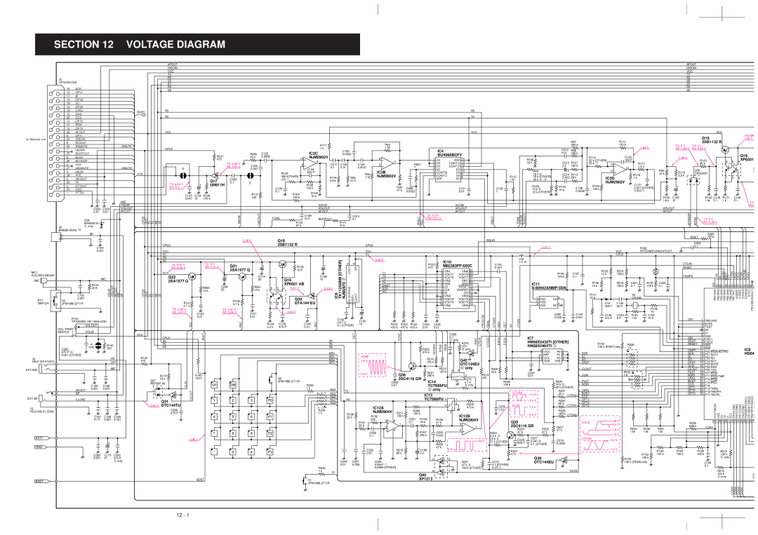 Icom IC-F3GT, IC-F3GS service manual Voltage Diagram, BU4066BCFV 