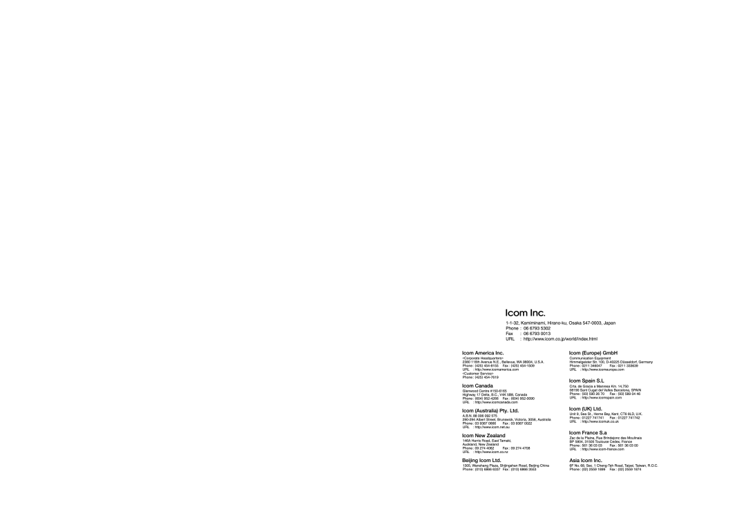 Icom IC-F3GT, IC-F3GS service manual 