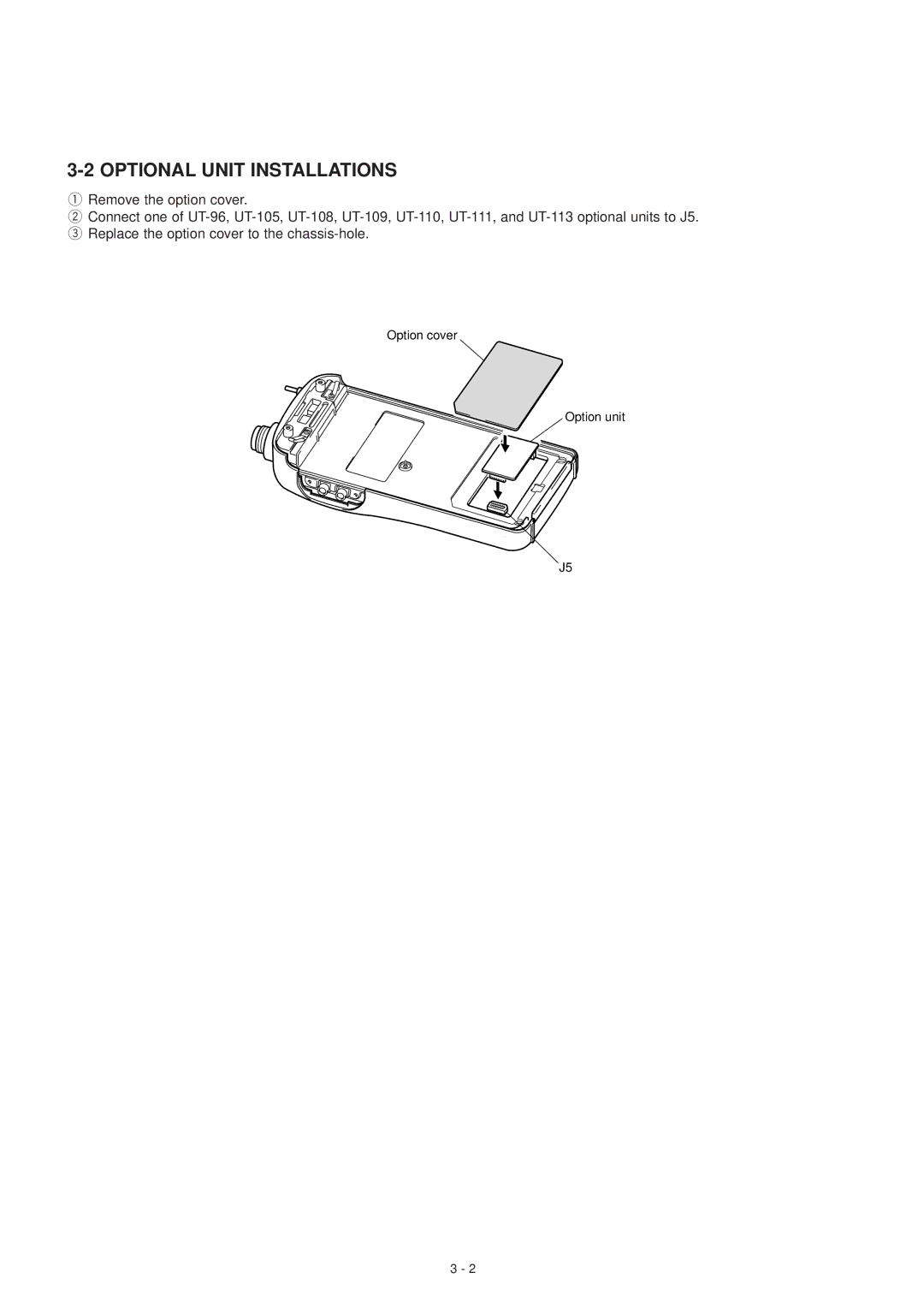 Icom IC-F3GT, IC-F3GS service manual Optional Unit Installations 