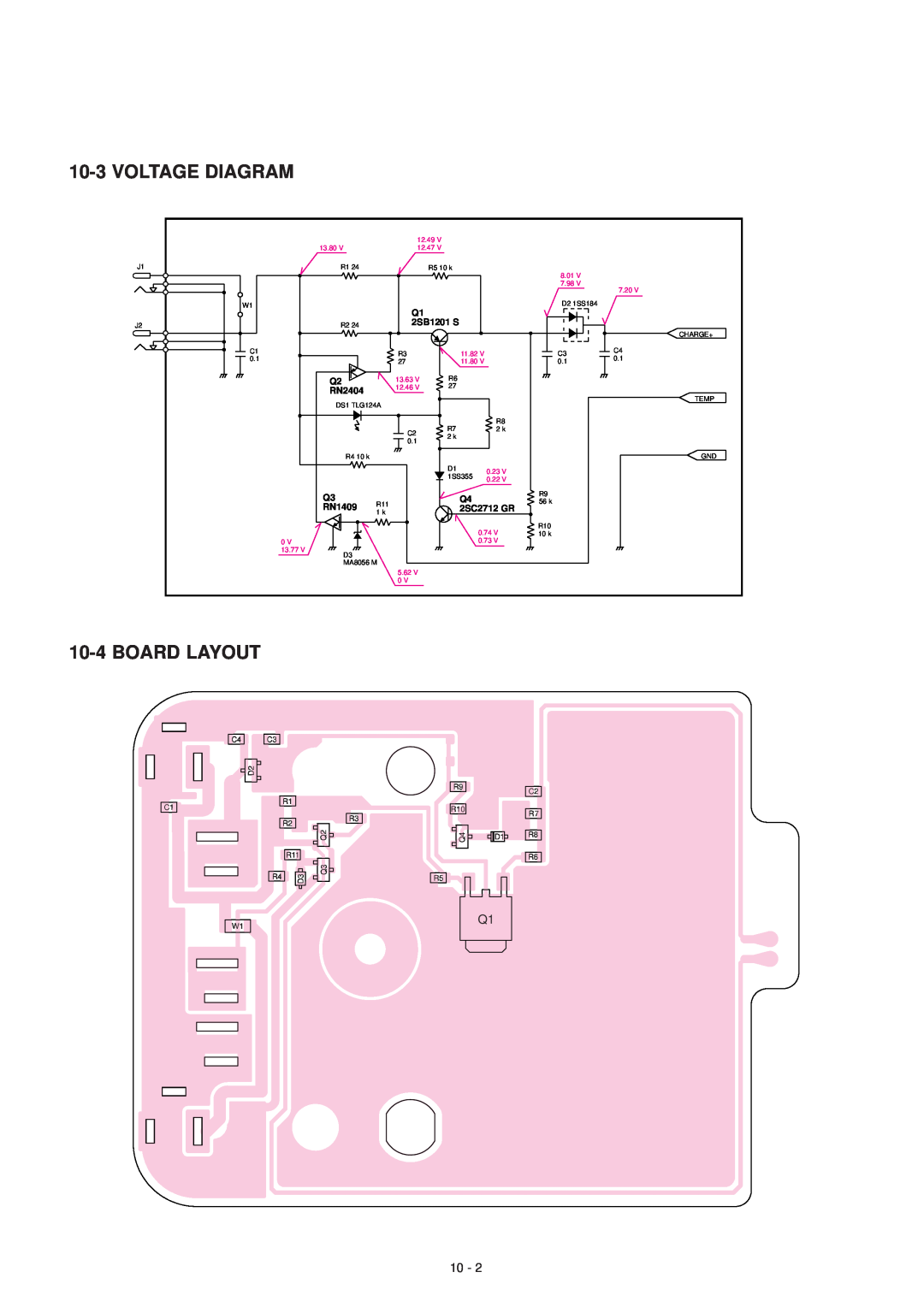 Icom IC-F3GT, IC-F3GS service manual Voltage Diagram, Board Layout, 2SB1201 S, RN2404, RN1409, 2SC2712 GR 