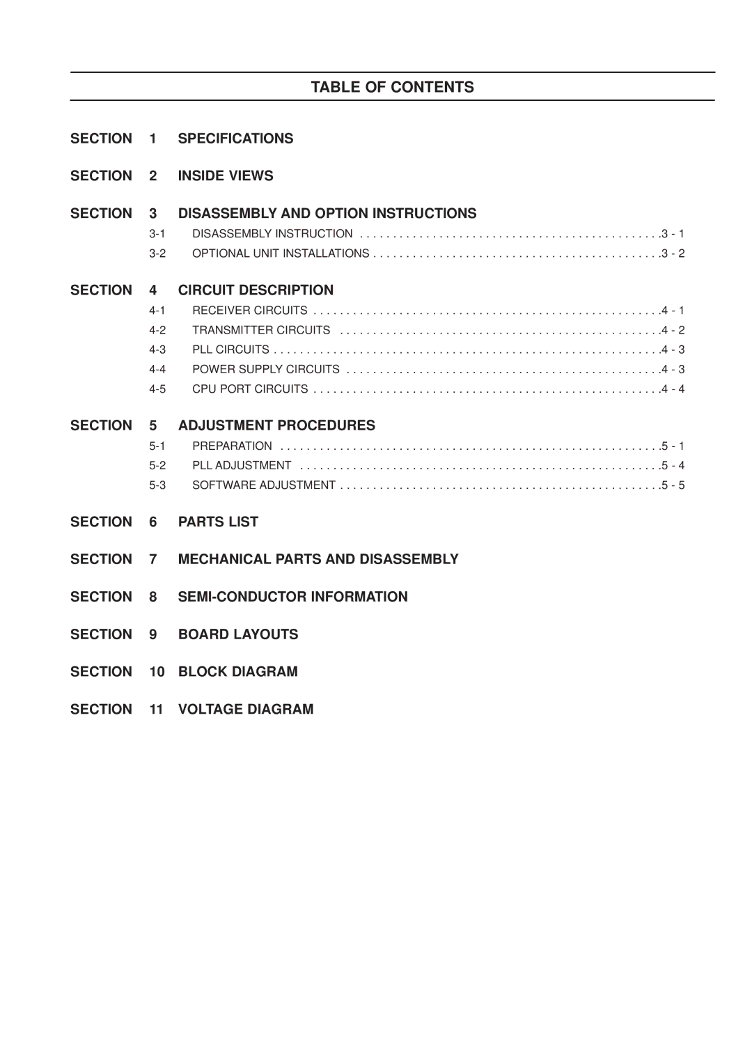 Icom IC-F3GS service manual Table of Contents 