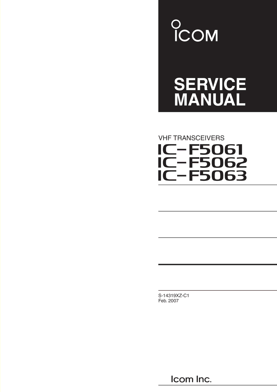 Icom IC-F5062, IC-F5063, IC-F5061 manual VHF Transceivers 