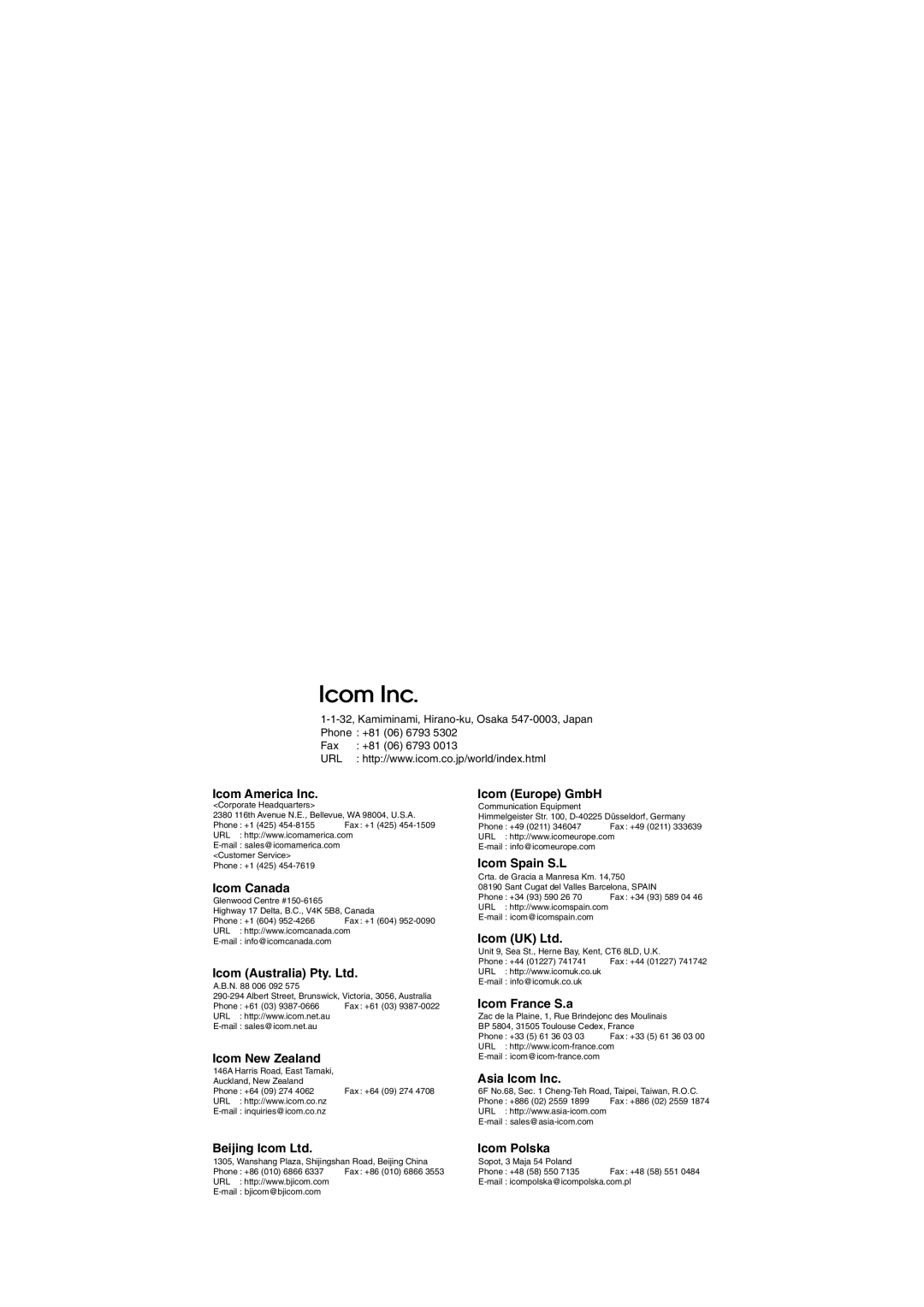 Icom IC-F50, IC-F51 service manual Icom America Inc 