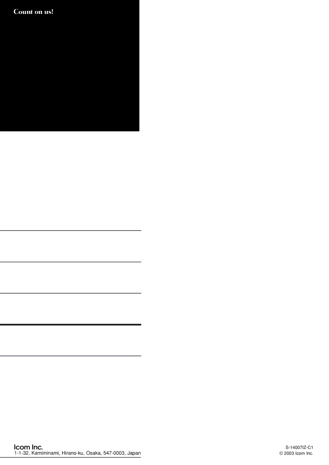 Icom IC-F51, IC-F50 service manual 32, Kamiminami, Hirano-ku, Osaka, 547-0003, Japan 