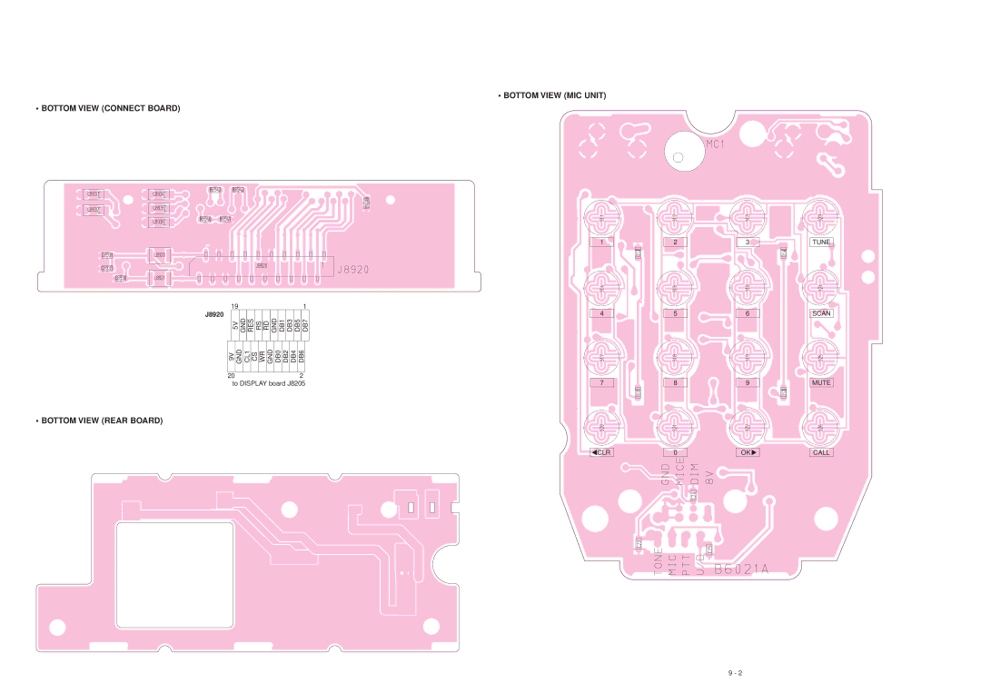 Icom IC-F7000 service manual Bottom View MIC Unit Bottom View Connect Board, Bottom View Rear Board 