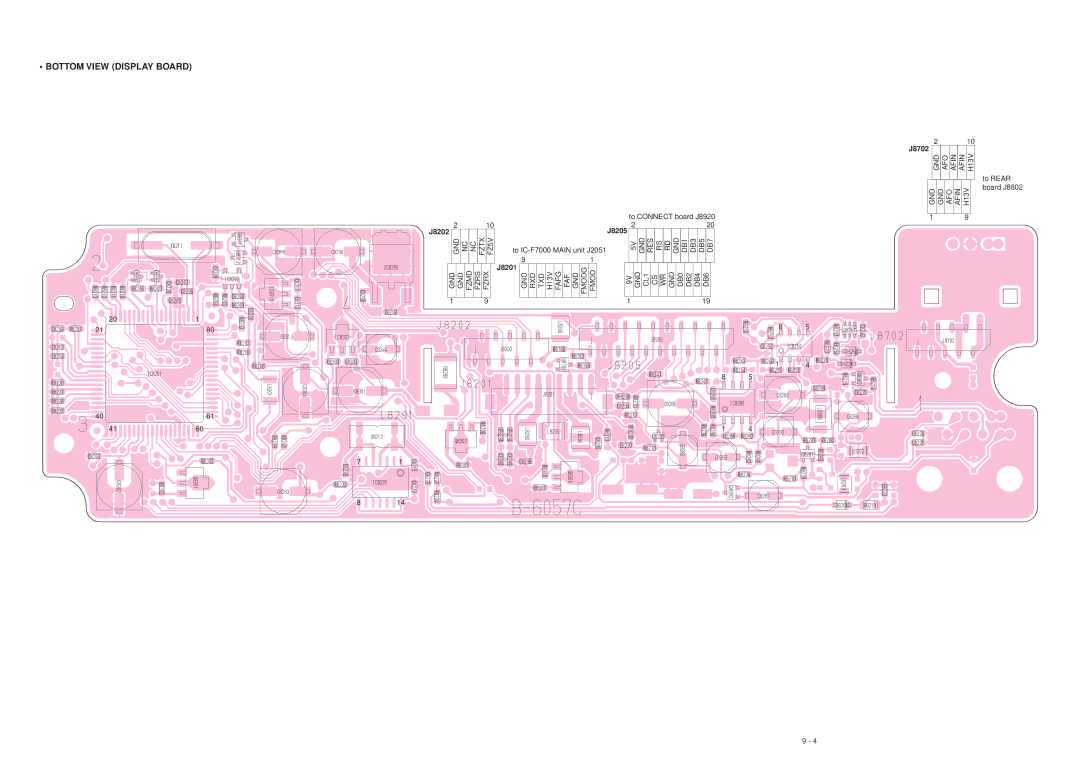 Icom IC-F7000 service manual Bottom View Display Board 