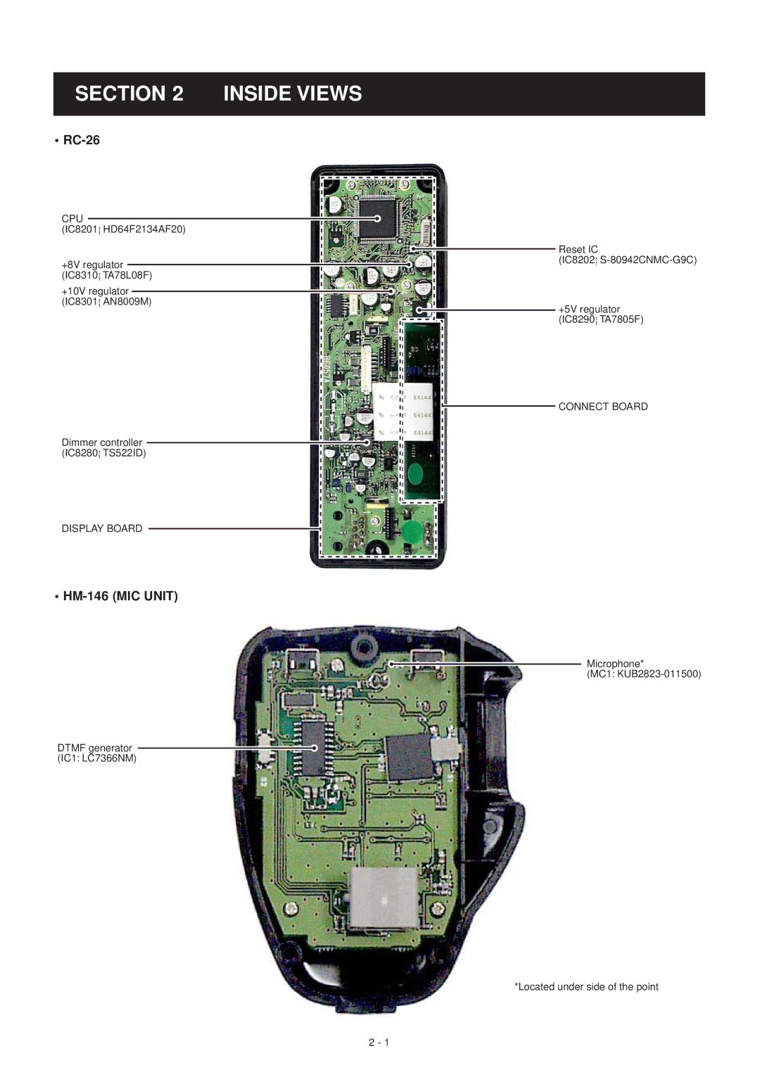 Icom IC-F7000 service manual Section Inside Views, RC-26 