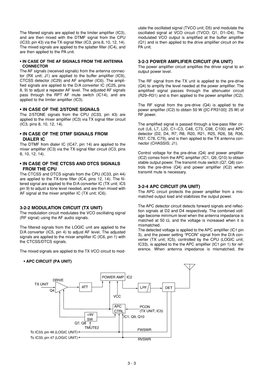 Icom IC-FR3000 manual Case of the 2/5TONE Signals, Case of the Dtmf Signals from Dialer IC, Modulation Circuit TX Unit 